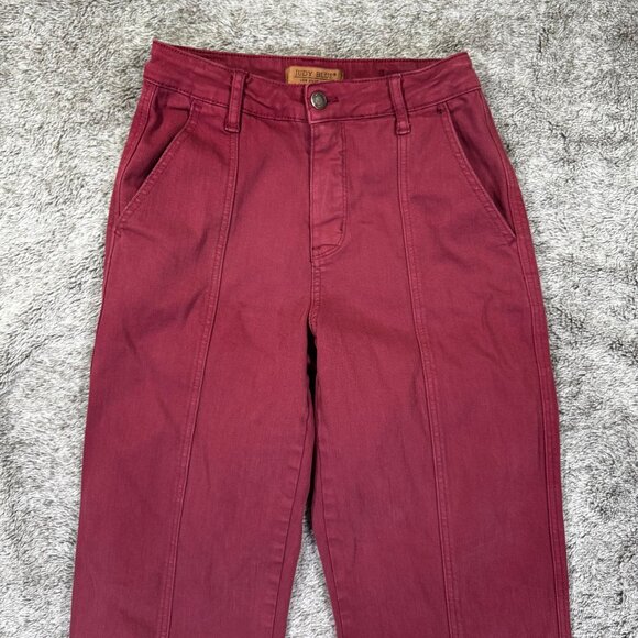 Judy Blue High-Rise Front-Seam Straight Jeans Sz 5/27 Burgandy - Picture 5 of 11